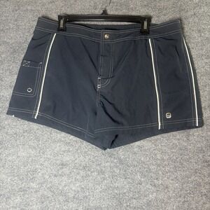 Free Country Athletic Swim Board Shorts XL Liner Elastic‎ Waist Grey Blue Pocket